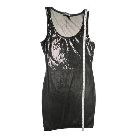 Forever 21 Women's Sequin Style Black Mesh Back Holiday Style Dress Sz M - Picture 3 of 13